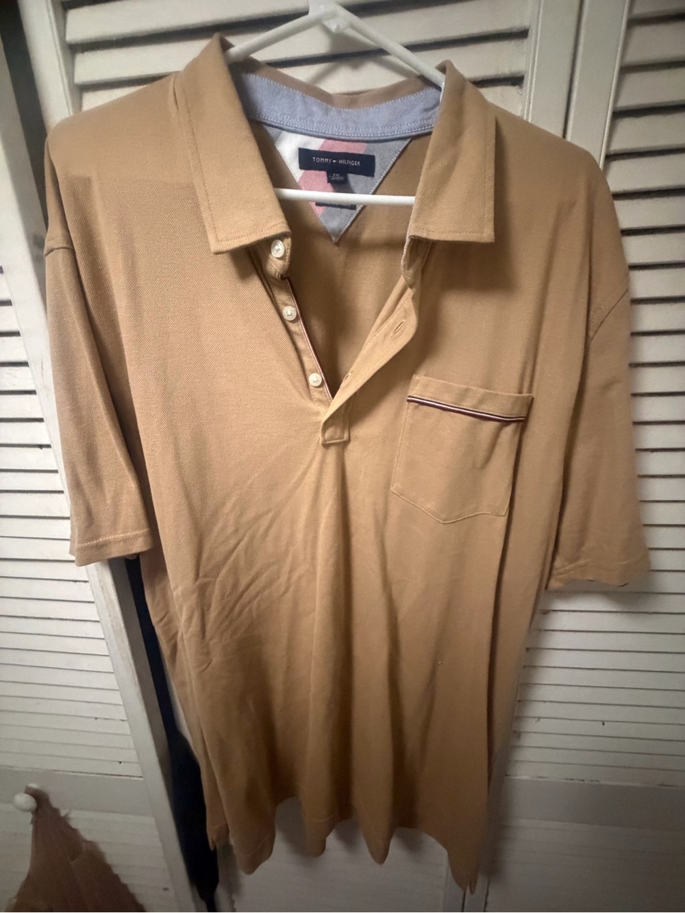 Tommy Hilfiger Men's Camel Polo with Chest Pocket